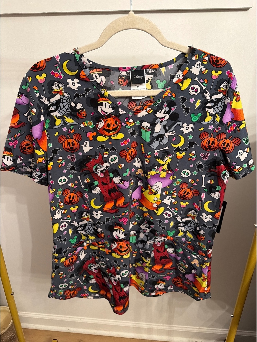 Disney Halloween-Themed Medical Scrub Top Size M